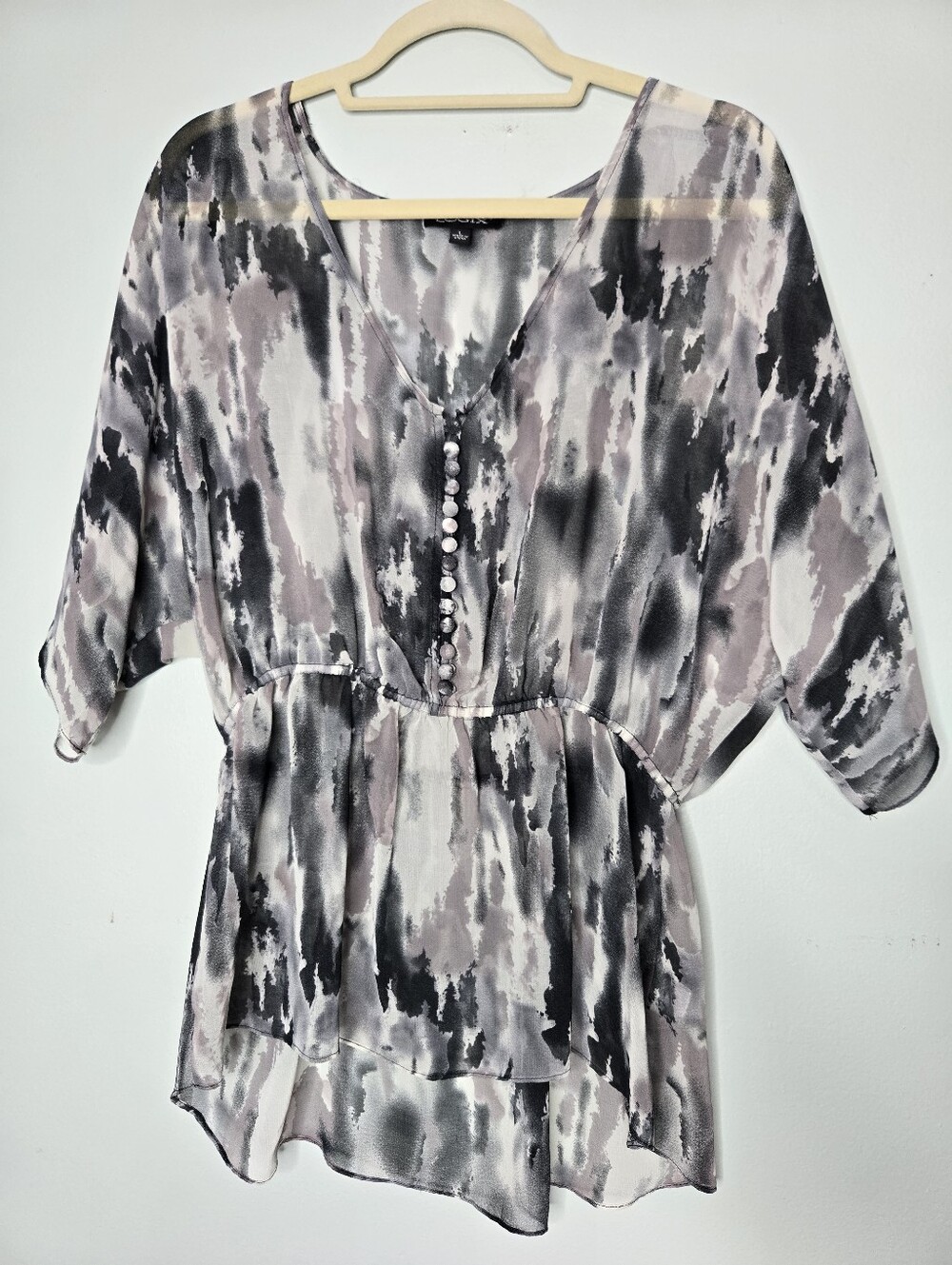 Logix Black White Sheer Blouse L